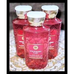 Bath & Body Works Strawberry Flirt 10oz Shower Gel Body Wash with Aloe B5 x3